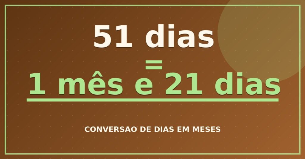 51 dias são quantos meses — resultado: 1,68 meses