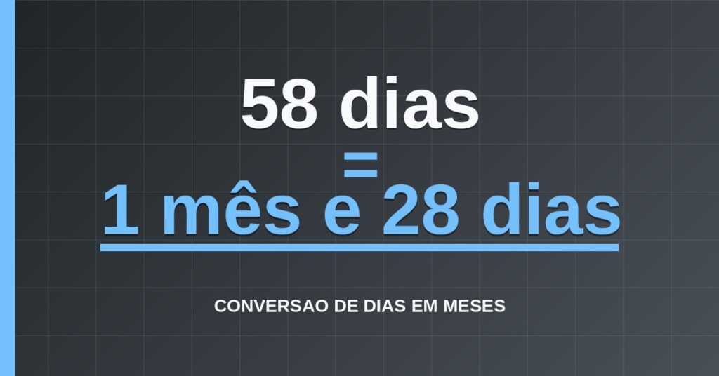 58 dias são quantos meses — resultado: 1,91 meses