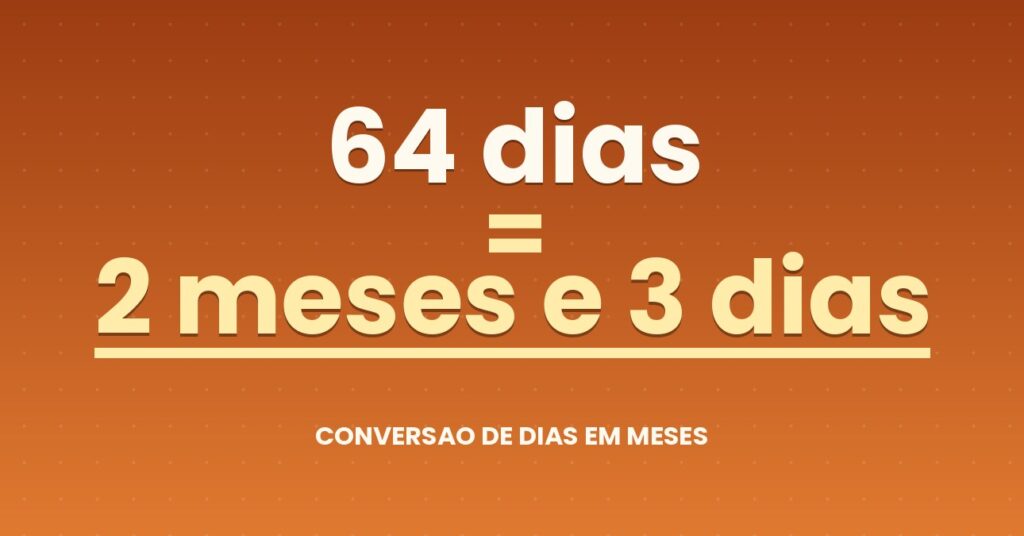 64 dias são quantos meses — resultado: 2,1 meses
