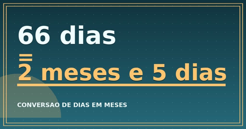 66 dias são quantos meses — resultado: 2,17 meses