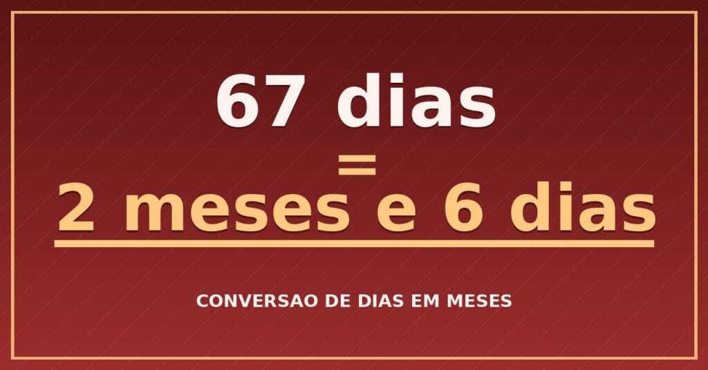 67 dias são quantos meses — resultado: 2,2 meses