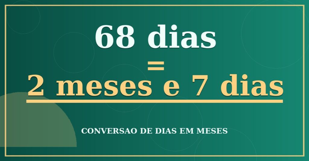 68 dias são quantos meses — resultado: 2,23 meses