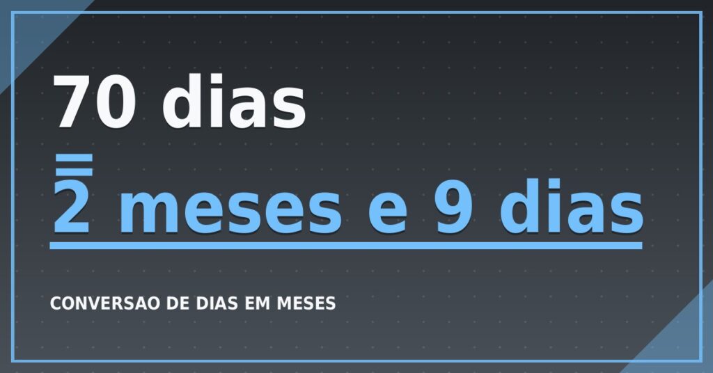 70 dias são quantos meses — resultado: 2,3 meses