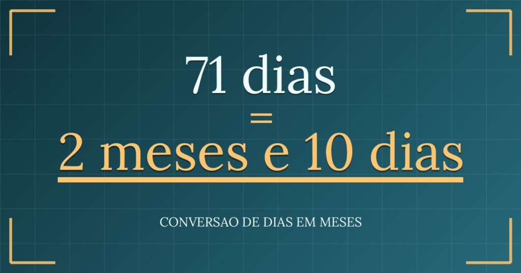71 dias são quantos meses — resultado: 2,33 meses