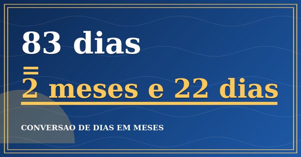 83 dias são quantos meses — resultado: 2,73 meses