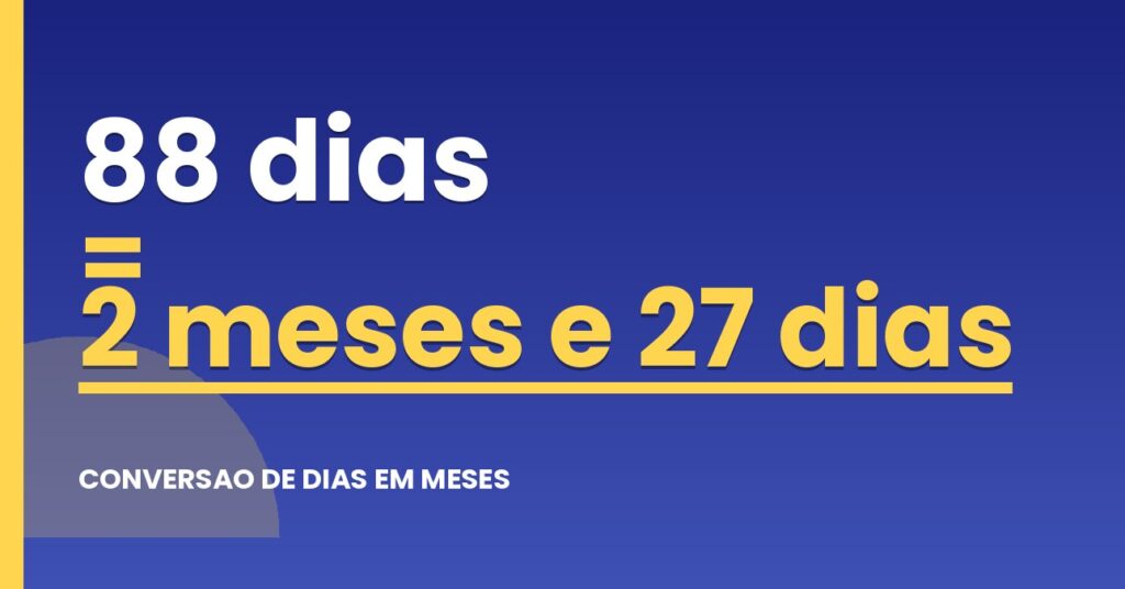 88 dias são quantos meses — resultado: 2,89 meses