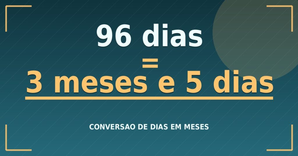 96 dias são quantos meses — resultado: 3,15 meses